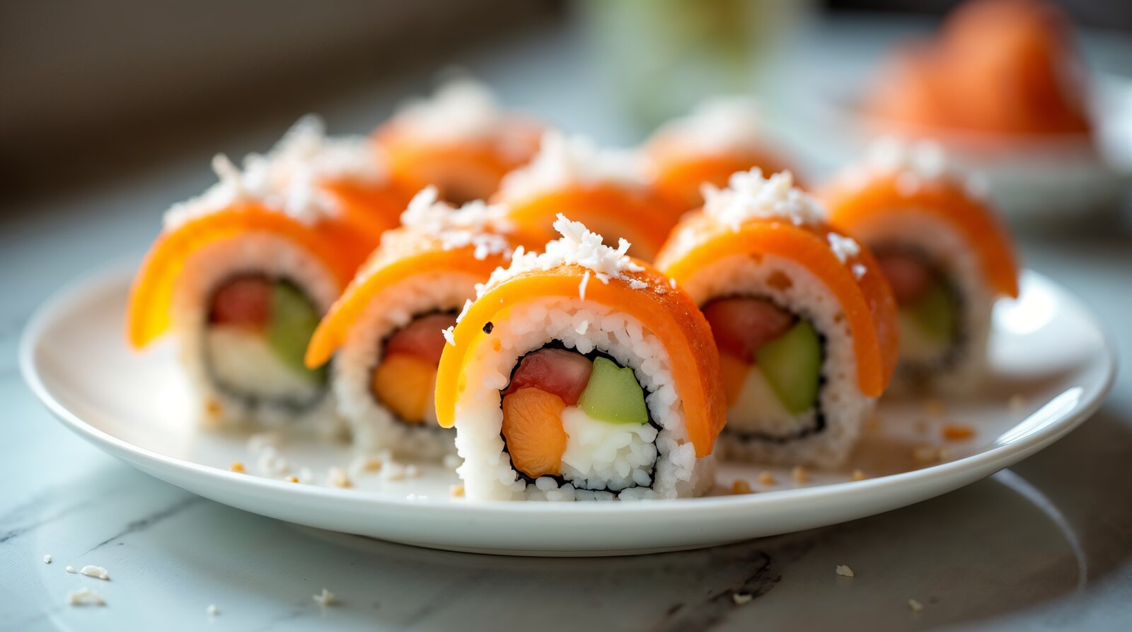 Deserowe sushi – rolki z owocami i nutą kokosa