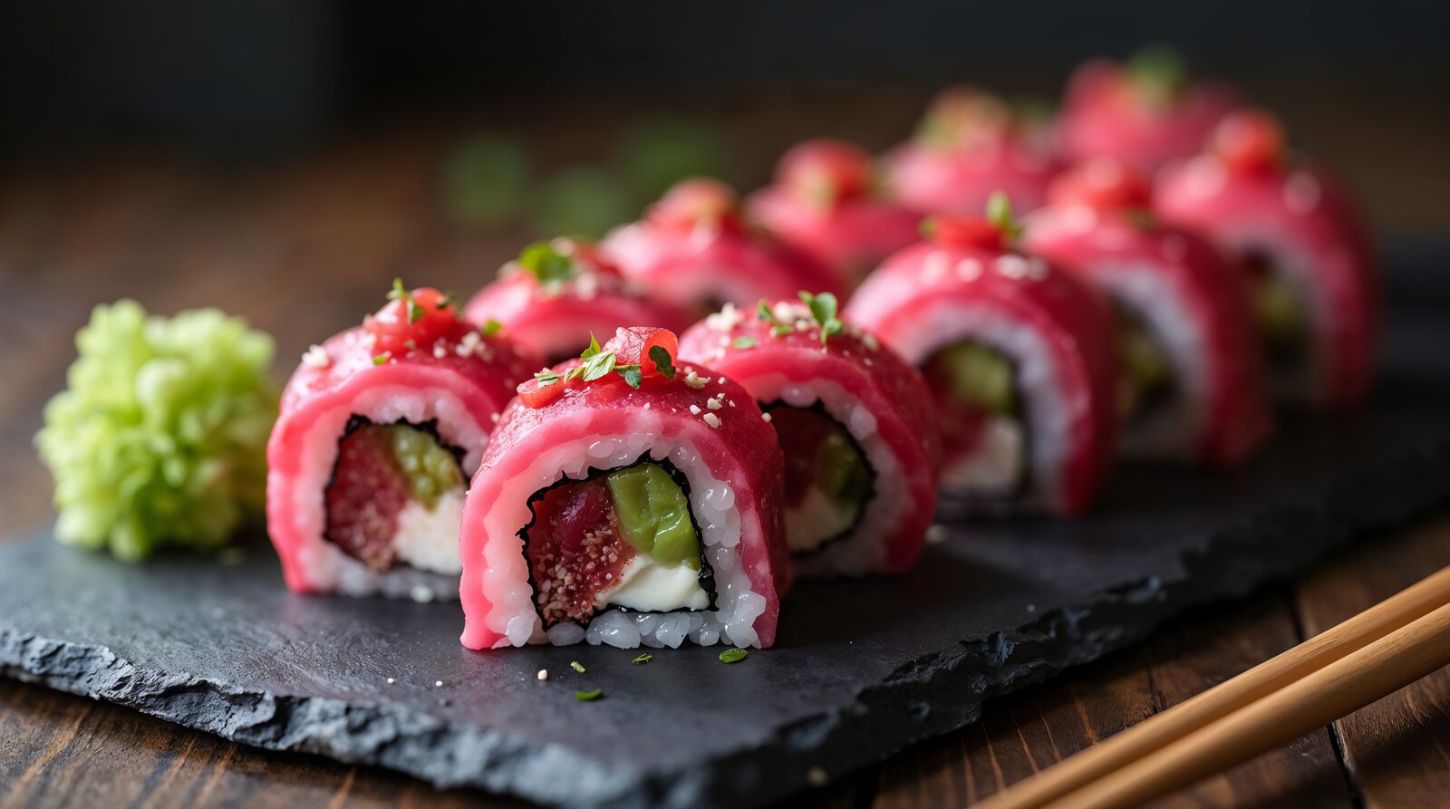 Rolka sushi z marynowanym burakiem i serkiem śmietankowym