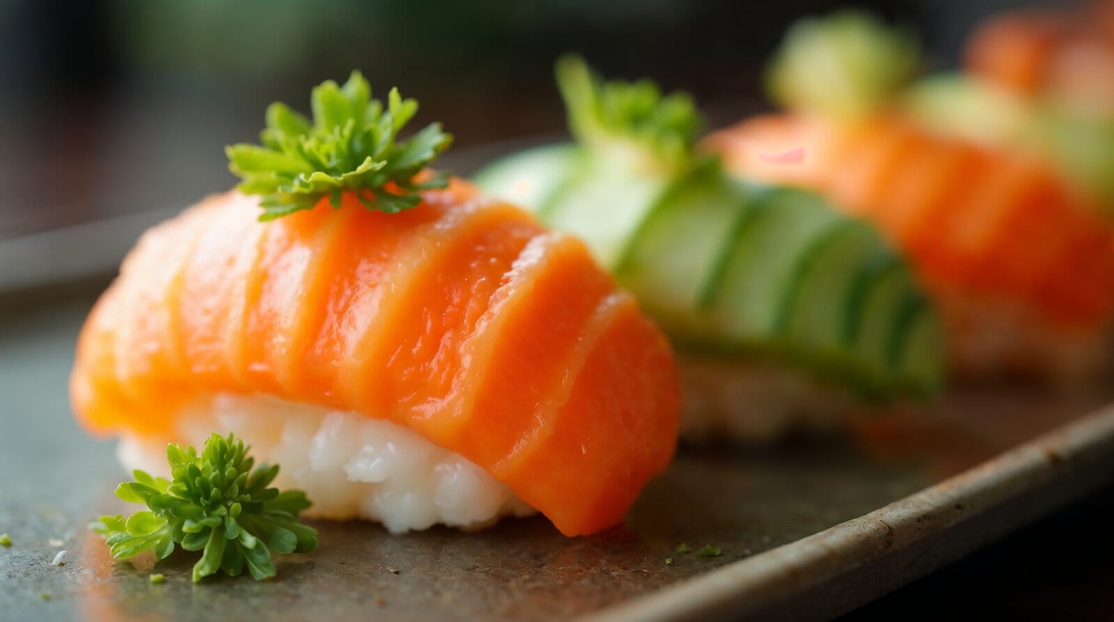 Techniki krojenia warzyw i owoców do dekoracji sushi.