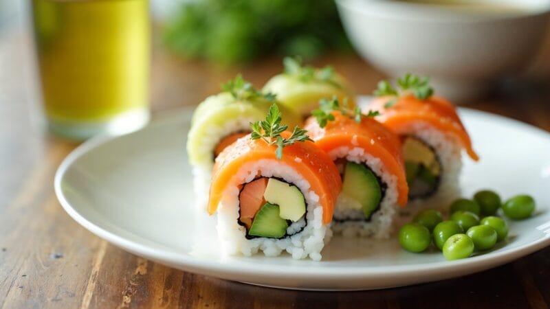 Zdrowe kolorowe sushi z warzywami