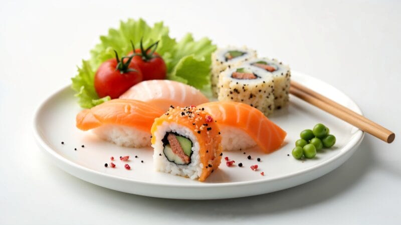 Lekkie sushi na talerzu