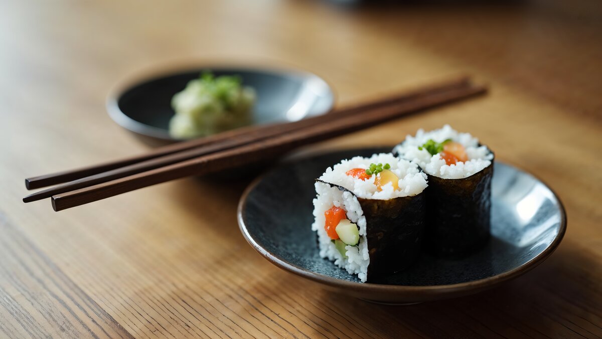 Pałeczki do sushi na podstawce